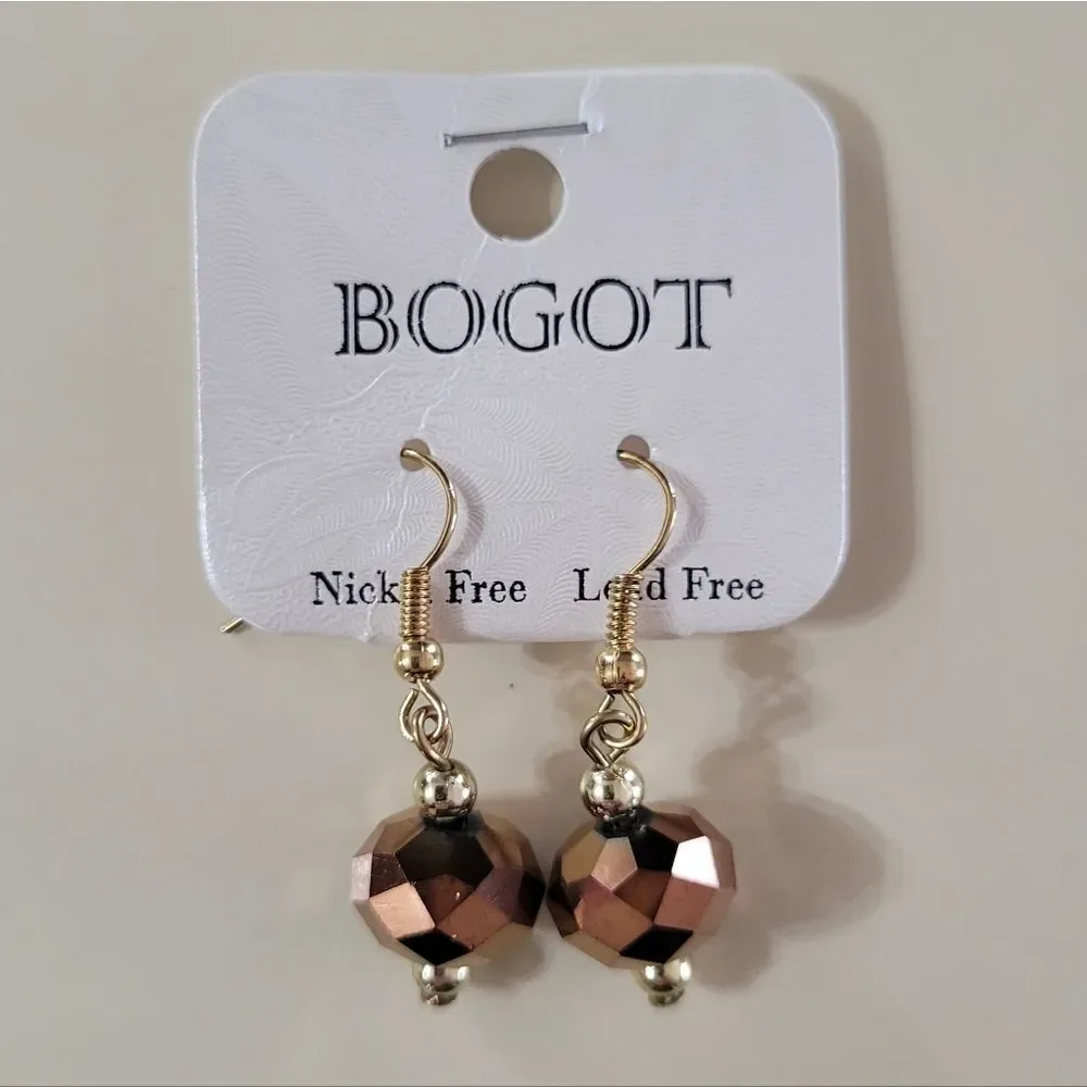 BOGOT Gold and Brown Dangle Earrings